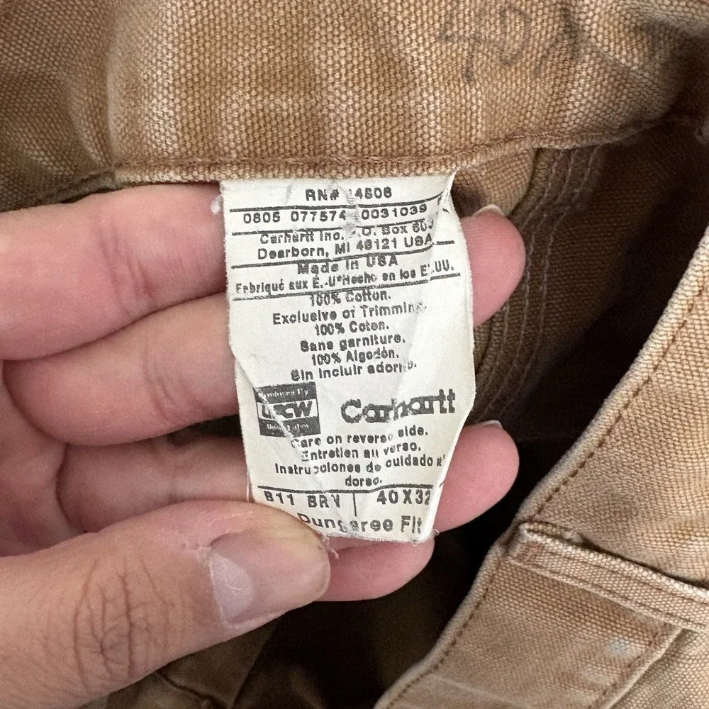 Vintage Carhartt Pants Mens 40x32 (38x31) Brown B11-BRN Carpenter Union Made USA